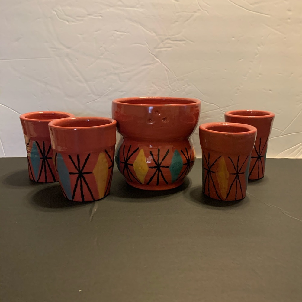 Vintage orange juice drinking set, or coffee & tea
